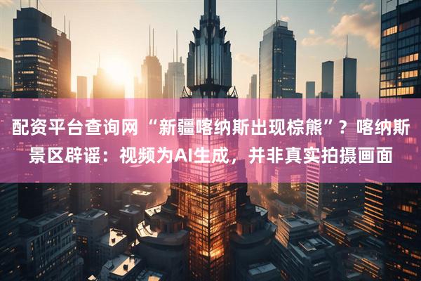 配资平台查询网 “新疆喀纳斯出现棕熊”？喀纳斯景区辟谣：视频为AI生成，并非真实拍摄画面
